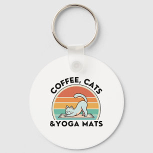 Kaffee Katzen Und Yoga Matten Meditation Frauen Mä Schlüsselanhänger