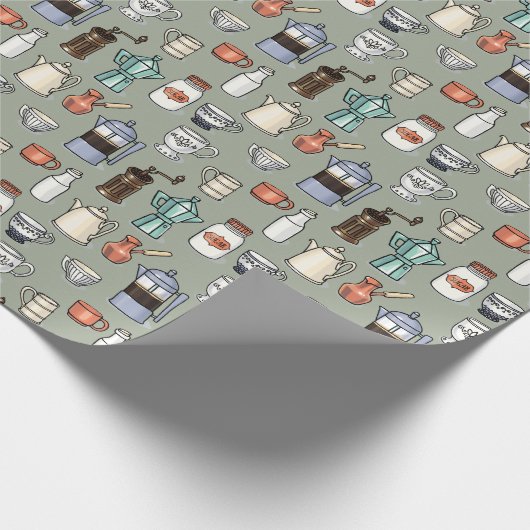 Kaffee-Kenner-Koffein-Liebe Geschenkpapier (Ecke)