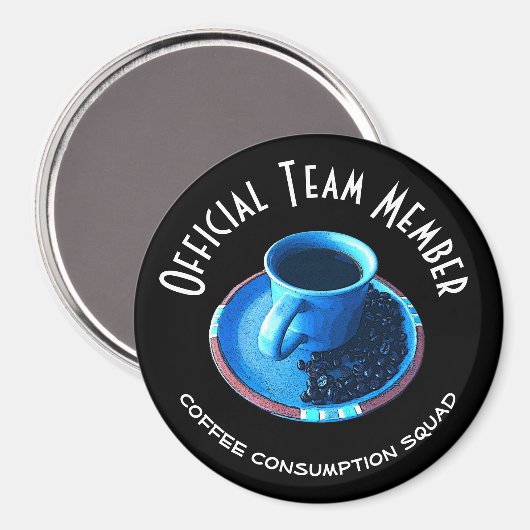 Kaffee Konsum Squad Blue Cup Saucer Custom Magnet (Vorderseite/Rückseite)