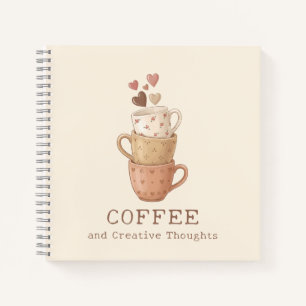 Kaffee & Kreative Gedanken Tassen Herzen Notizblock