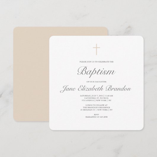 Kaffee-Kreuz Taufen Einladung (Vorne/Hinten)