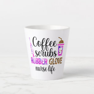 Kaffee, Kruben, Gummihandschuhe - Zitat zum Leben  Milchtasse