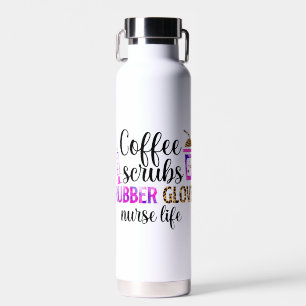 Kaffee, Kruben, Gummihandschuhe - Zitat zum Leben Trinkflasche