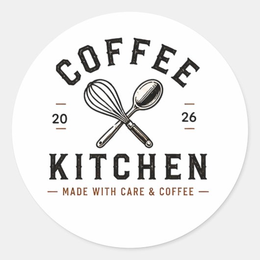 ☕ Kaffee Küchen Café Personal Logo ☕ Runder Aufkleber (Vorderseite)