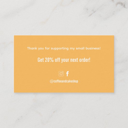 Kaffee & Kuchen Shop Danke Karte (Rückseite)