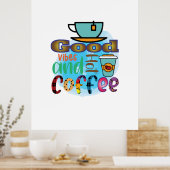 Kaffee Kunst gute Vibes und Kaffee Poster (Küche)