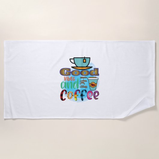 Kaffee Kunst gute Vibes und Kaffee Strandtuch (Vorderseite)