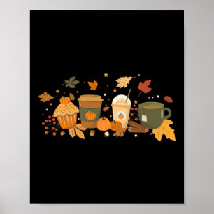 Kaffee-Kürbis-Latte-Gewürz-Kaffee-Liebe-Herbstsais Poster