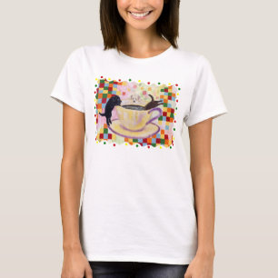 Kaffee Labradors Malerei mit bunten Punkten T-Shirt