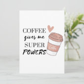 Kaffee lädt mich zu super Powern ein Einladung (Stehend Vorderseite)