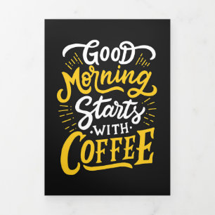 Kaffee lange guter Morgen beginnt mit Kaffee Dreifach Gefaltete Karte