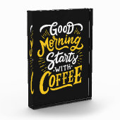 Kaffee lange guter Morgen beginnt mit Kaffee Fotoblock (Links)