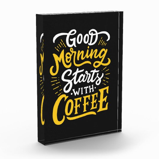 Kaffee lange guter Morgen beginnt mit Kaffee Fotoblock (Links)