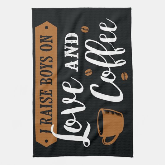 Kaffee lange Liebe und Kaffee Geschirrtuch (Vertikal)