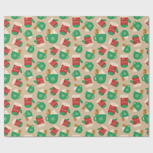 Kaffee Latte Christmas Lebkuchen Kekse Handschuhe Geschenkpapier (Flach)