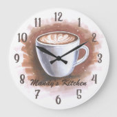 Kaffee Latte Espresso Personalisierte Kochwand Große Wanduhr (Vorderseite)