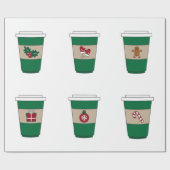 Kaffee Latte Expresso Cup Weihnachtsgeschenk Geschenkpapier (Flach)