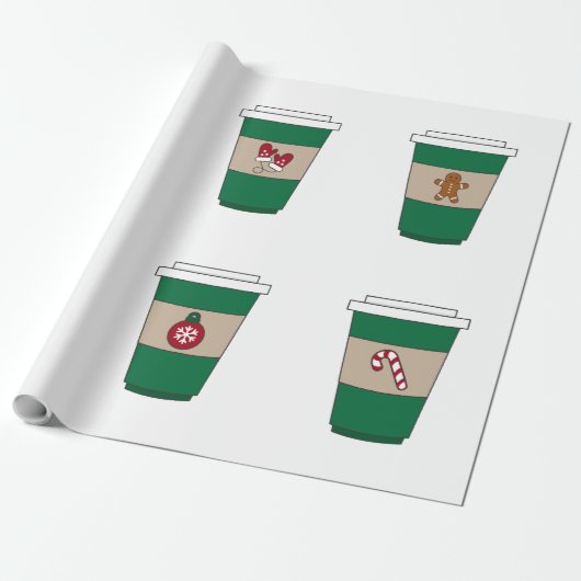 Kaffee Latte Expresso Cup Weihnachtsgeschenk Geschenkpapier (Ungerollt)
