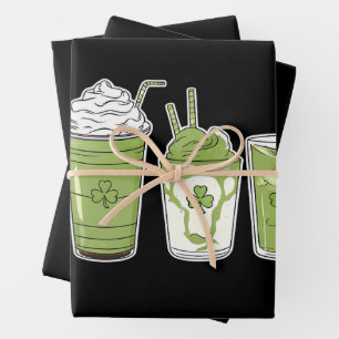 Kaffee Latte Green Niedlich Irish St Patrick's Day Geschenkpapier Set