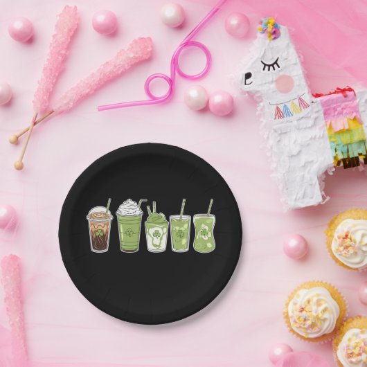 Kaffee Latte Green Niedlich Irish St Patrick's Day Pappteller (Party)