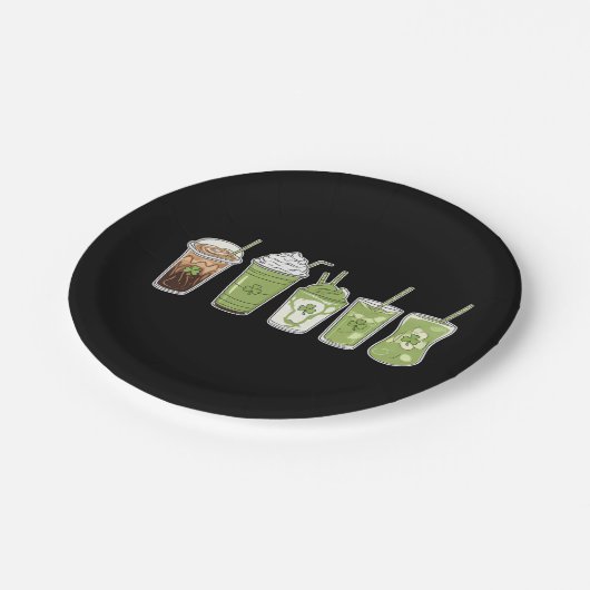 Kaffee Latte Green Niedlich Irish St Patrick's Day Pappteller (Schrägansicht)