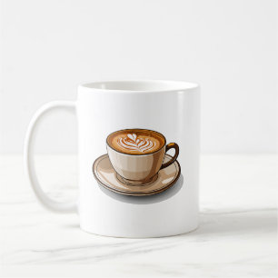Kaffee-Latte-Illustration Cozy Latte Art Design Kaffeetasse