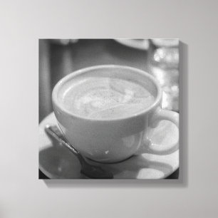 Kaffee/Latte mit Löffel - Schwarz-Weiß-Foto Leinwanddruck