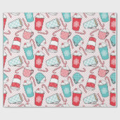 Kaffee Latte und Weihnachtssüßigkeit Geschenkpapier (Flach)