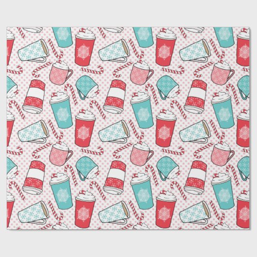 Kaffee Latte und Weihnachtssüßigkeit Geschenkpapier (Flach)