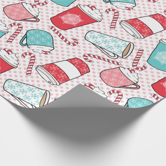 Kaffee Latte und Weihnachtssüßigkeit Geschenkpapier (Ecke)