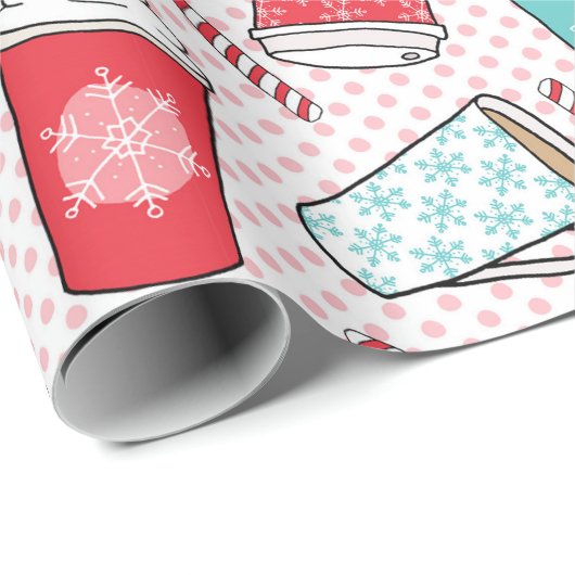 Kaffee Latte und Weihnachtssüßigkeit Geschenkpapier (Rolleneckpunkt)