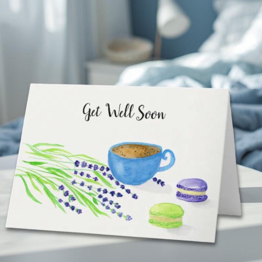 Kaffee, Lavendel, Macaroons Feiertagskarte