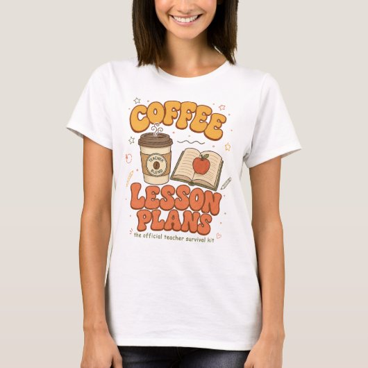 Kaffee-Lernplan Lehrer-Überlebenskit Retro T-Shirt (Vorderseite)