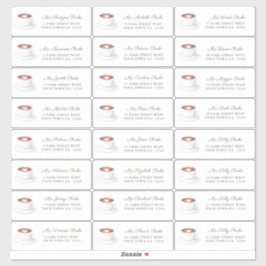 Kaffee Liebe Braut Brautparty Gastadresse Aufkleber