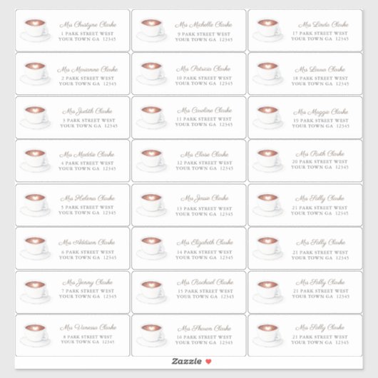 Kaffee Liebe Braut Brautparty Gastadresse Aufkleber (Blatt)