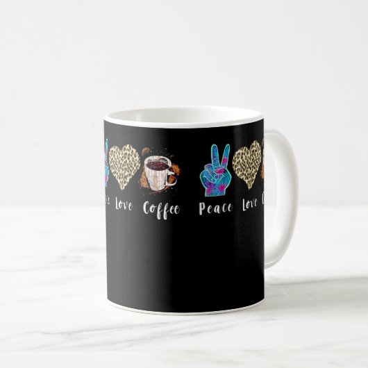 Kaffee Liebe Peace Leopard Herzprogramm Code Coffe Kaffeetasse (VorderseiteRechts)