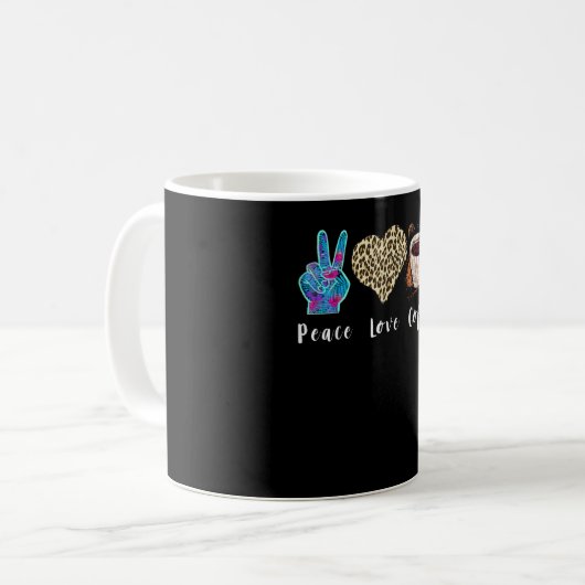 Kaffee Liebe Peace Leopard Herzprogramm Code Coffe Kaffeetasse (Vorderseite Links)