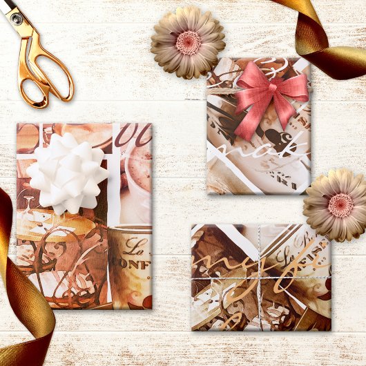 Kaffee Liebe Süße Romantik Paris Geschenkpapier Set