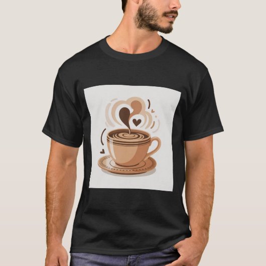 Kaffee Liebe Tasse mit Dampfherz Latte Art Grap T-Shirt (Vorderseite)