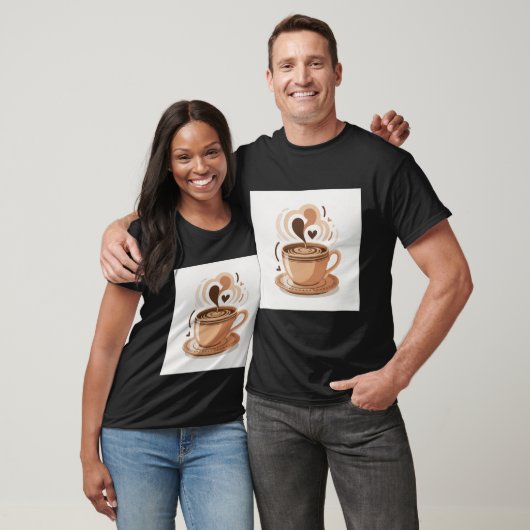 Kaffee Liebe Tasse mit Dampfherz Latte Art Grap T-Shirt (Unisex)