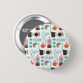 Kaffee-Liebe und café Muster Button (Vorne & Hinten)