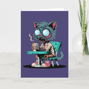 Kaffee liebend Zombie Cat Karte