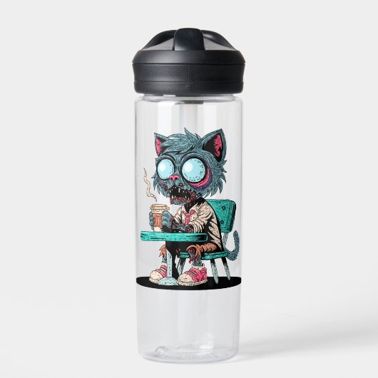 Kaffee liebend Zombie Cat Trinkflasche (Vorderseite)