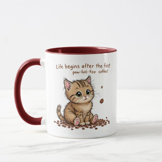 Kaffee liebende Kitten-Tasse Tasse (Links)