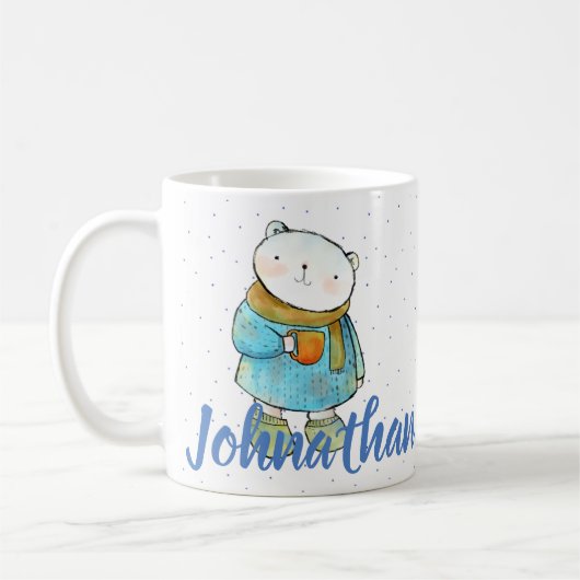 Kaffee liebende Polar Bär Custom Kaffeetasse (Links)