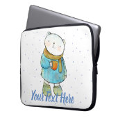 Kaffee liebende Polar Bär Custom Laptopschutzhülle (Vorderseite Links)