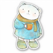 Kaffee liebender Polarbär Aufkleber (Vorderseite)