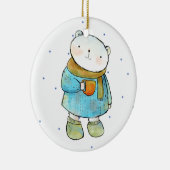 Kaffee liebender Polarbär Keramik Ornament (Rechts)