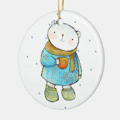 Kaffee liebender Polarbär Keramik Ornament (Links)