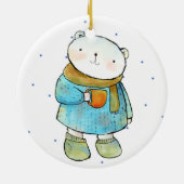 Kaffee liebender Polarbär Keramik Ornament (Hinten)